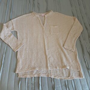 Pink Lily Cream Waffle Knit Pullover | Size M